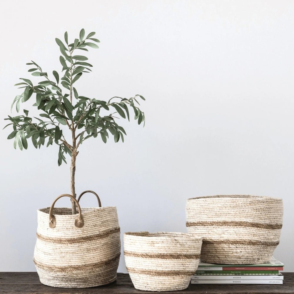 Striped Maize Storage Baskets/Planters - Set of 3