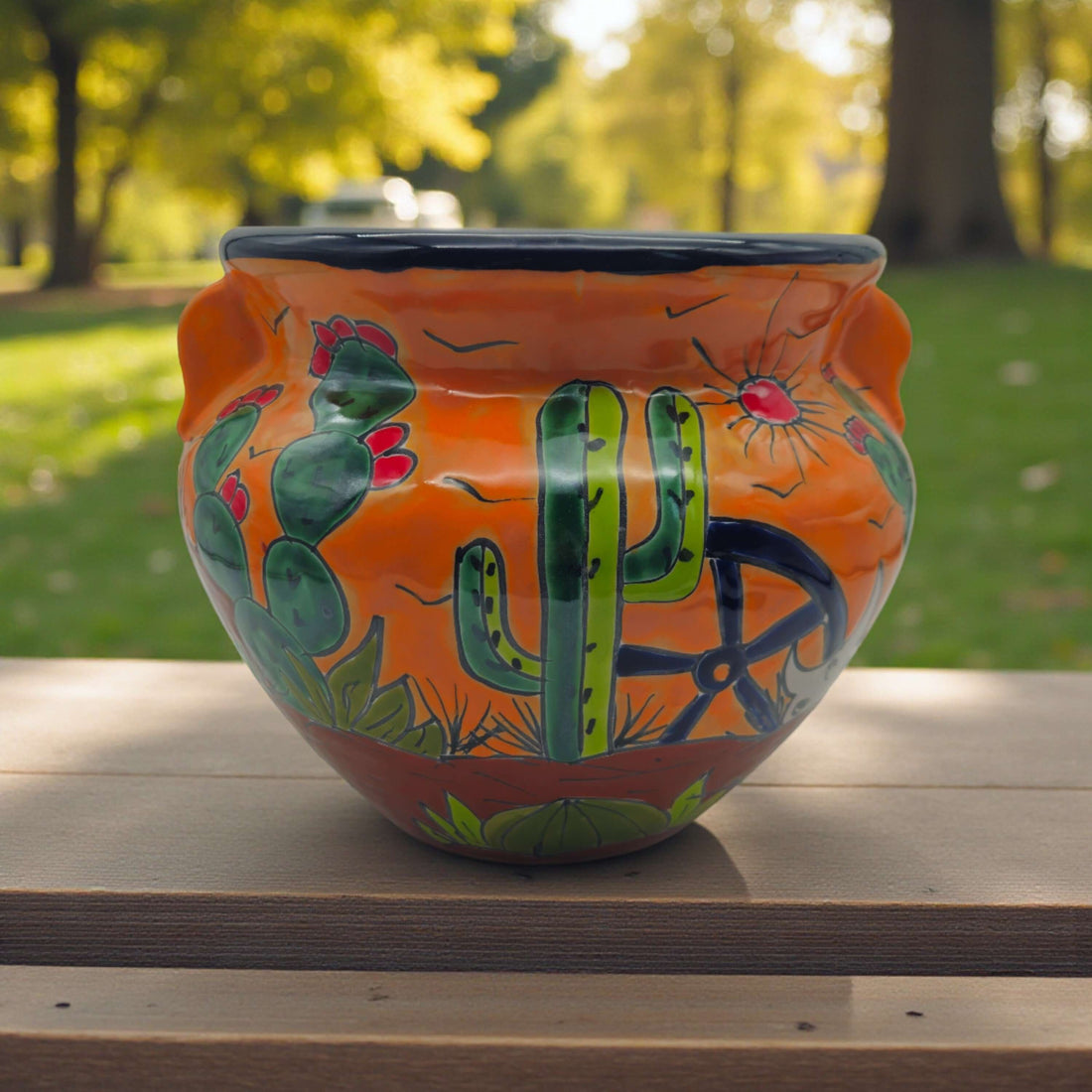 Talavera Cactus Planter | Hand-Painted Desert Pot