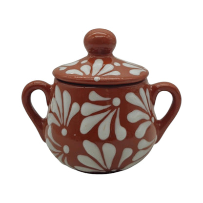 Talavera Sugar Jar | Brown &amp; White Floral