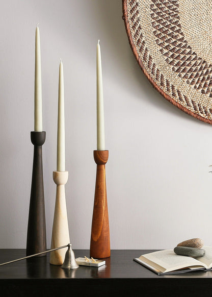 Tapered Candlestick Holders - Cognac, Espresso, Natural