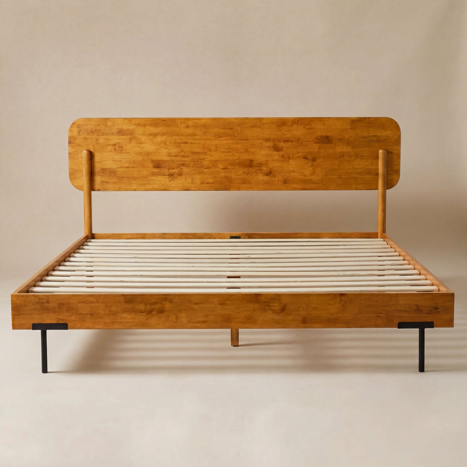 Frida Solid Wood Bed Frame in Caramel or Walnut