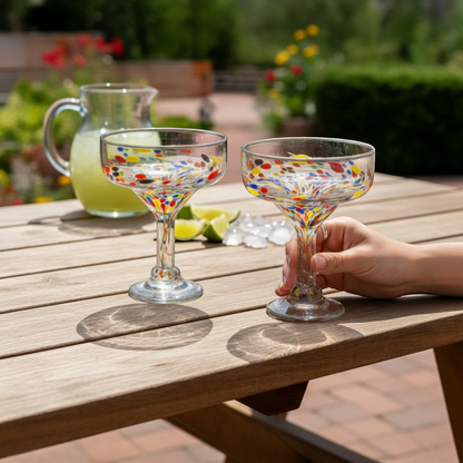 Confetti Hand-Blown Margarita Glass | Mexican Artisan Barware