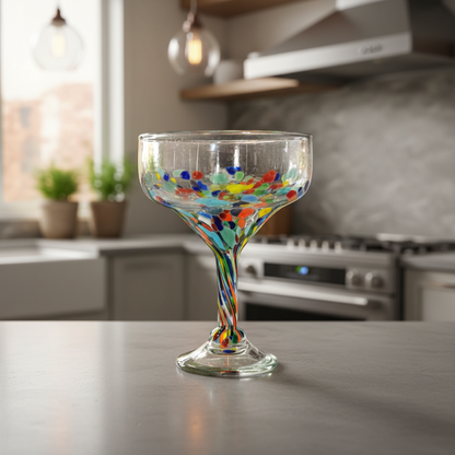Confetti Hand-Blown Margarita Glass | Mexican Artisan Barware