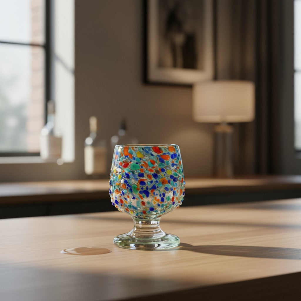 Confetti Rock Shot Glass | Handmade Mexican Cognac-Style Glass