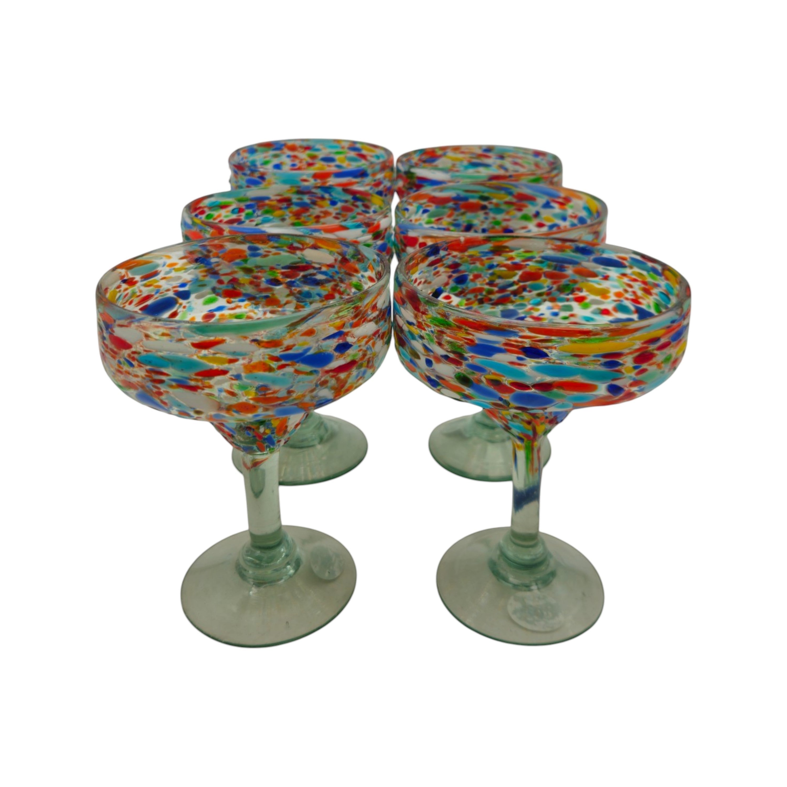 Handblown Mexican Margarita Glass | Pebbled Confetti Design