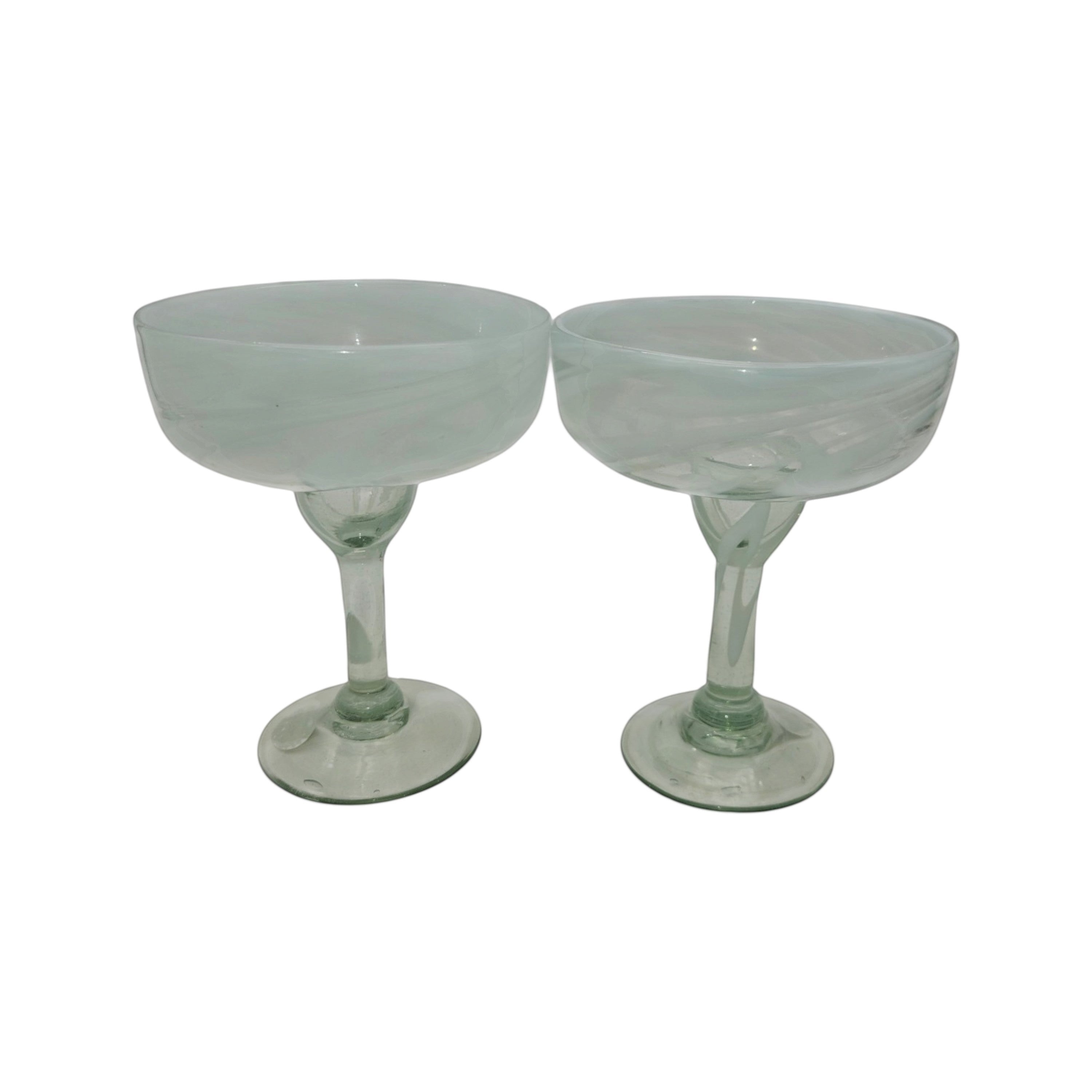 White Swirl Margarita Glass | Hand-Blown Mexican Barware