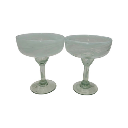 White Swirl Margarita Glass | Hand-Blown Mexican Barware