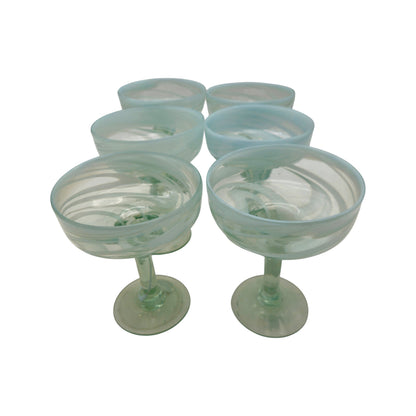 White Swirl Margarita Glass | Hand-Blown Mexican Barware