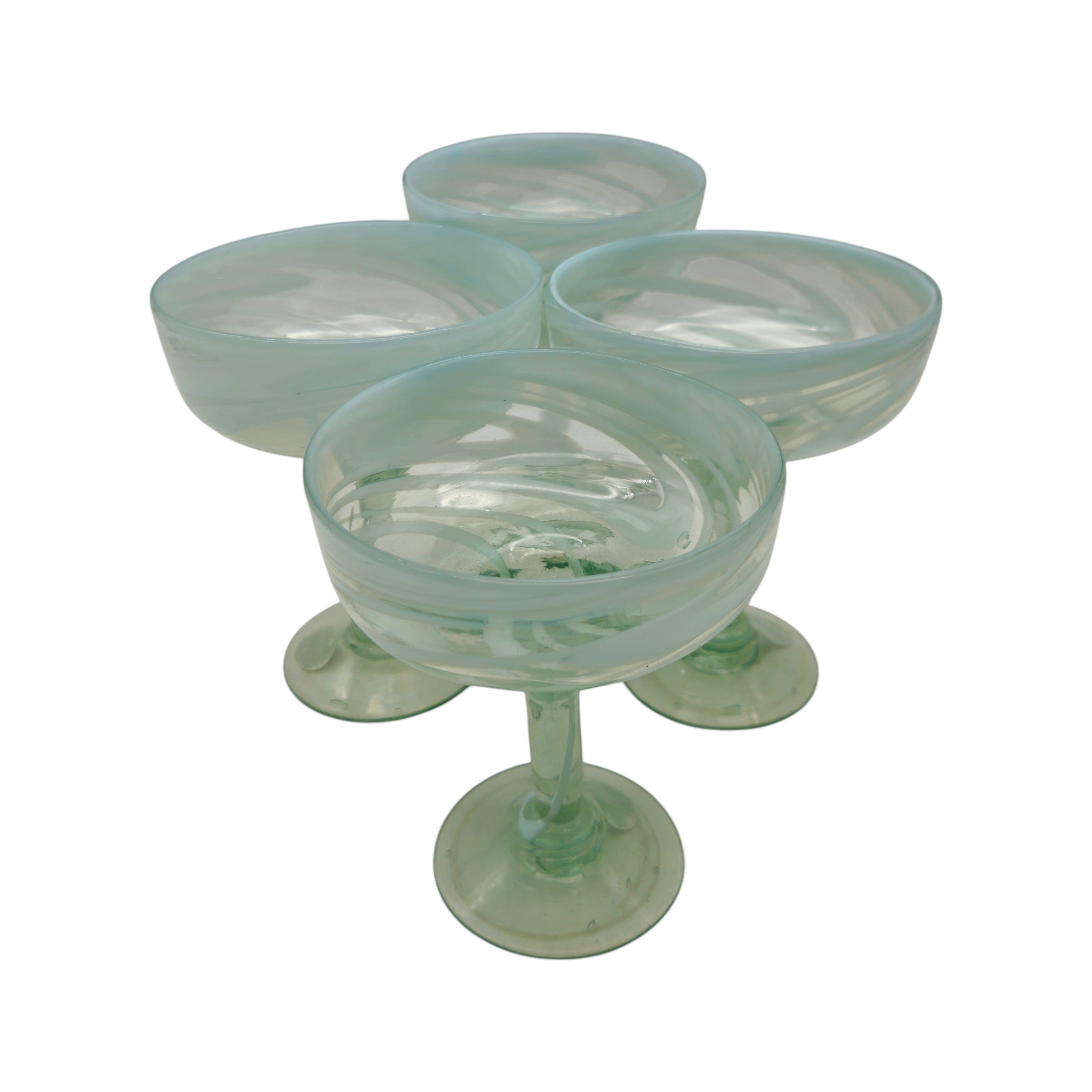 White Swirl Margarita Glass | Hand-Blown Mexican Barware