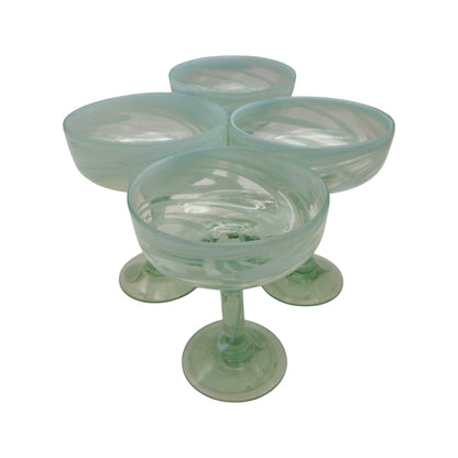 White Swirl Margarita Glass | Hand-Blown Mexican Barware