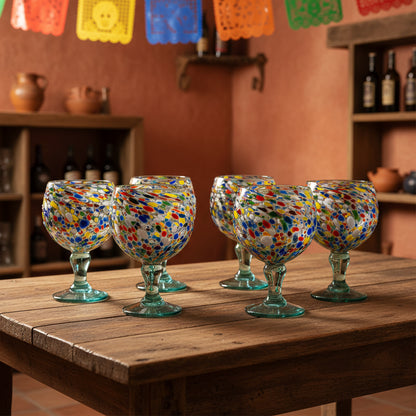 Handblown Mexican Shrimp Cocktail Glass | Confetti Pebble Fishbowl