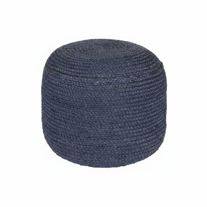 Gail Navy Jute Knitted Pouf
