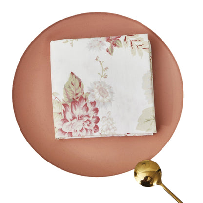 Hint of Mint Floral Cotton Dining Table Napkins - 4 Pc Set