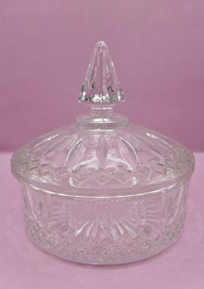 Vintage Clear Glass Candy Dish with Lid – 6"x 6"