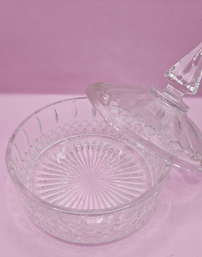 Vintage Clear Glass Candy Dish with Lid – 6"x 6"