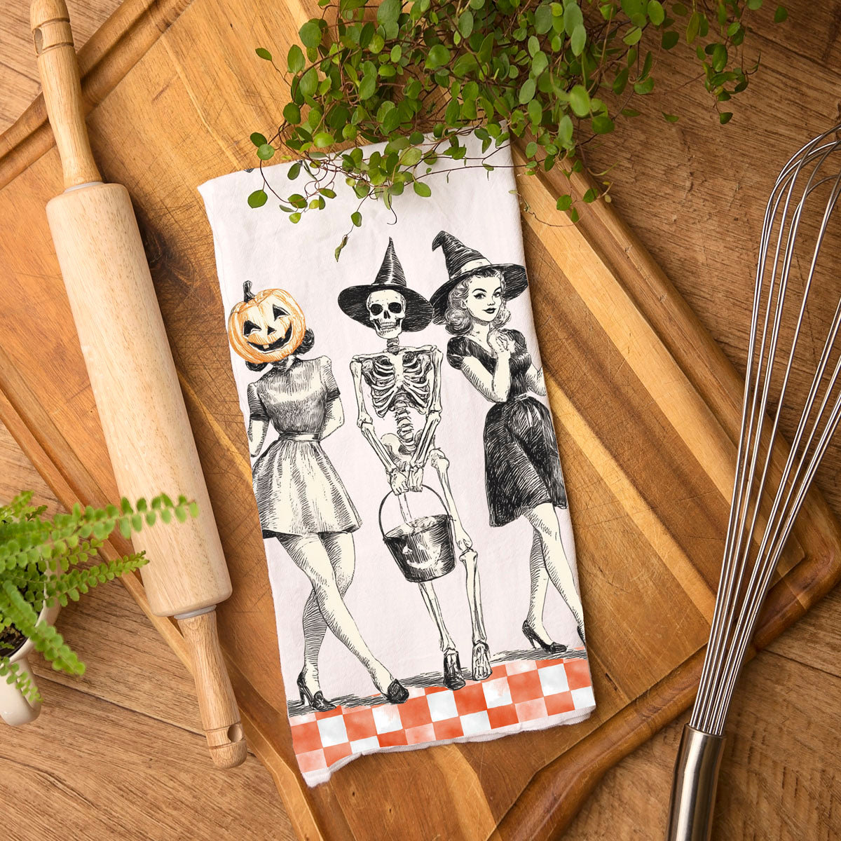Vintage Trio Halloween Kitchen Towel