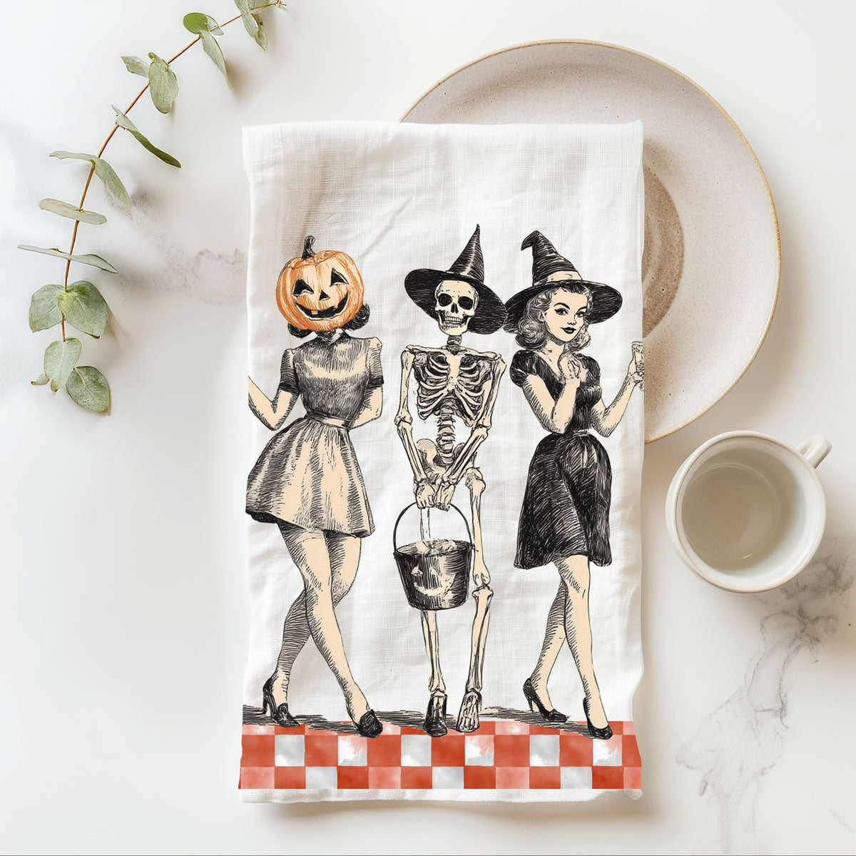 Vintage Trio Halloween Kitchen Towel