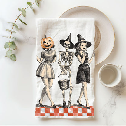 Vintage Trio Halloween Kitchen Towel