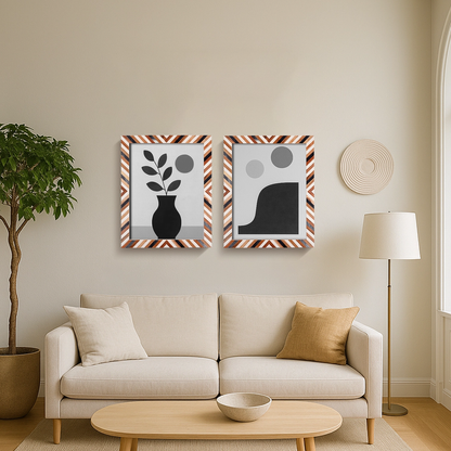 Handmade Resin &amp; Pine Inlay Frame Set - 2 Pc