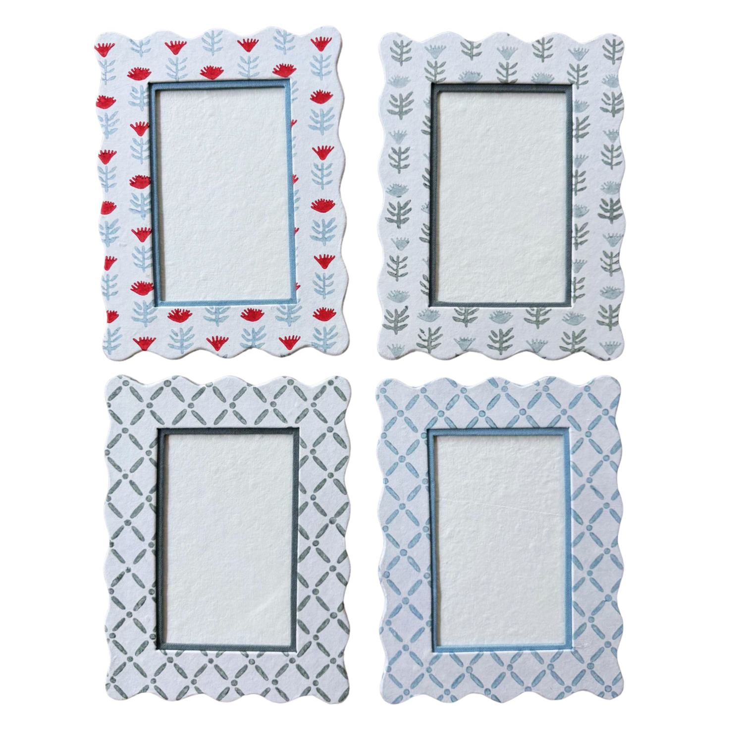 Block Printed Frame - Croix Green - 4x6