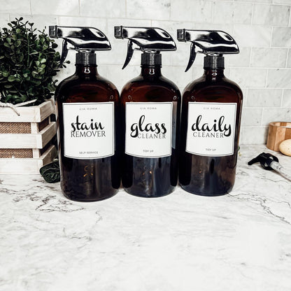 32oz Glass Bottles with Customized Labels - Amber