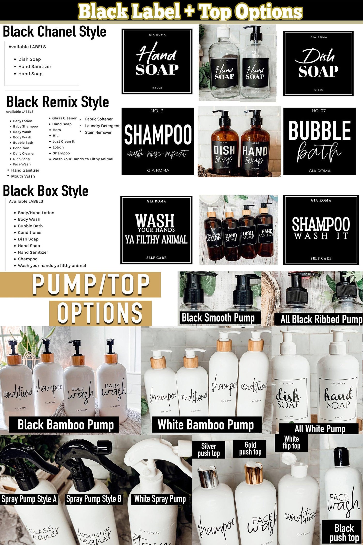 16oz Plastic Cleaning Bottles with Customized Labels