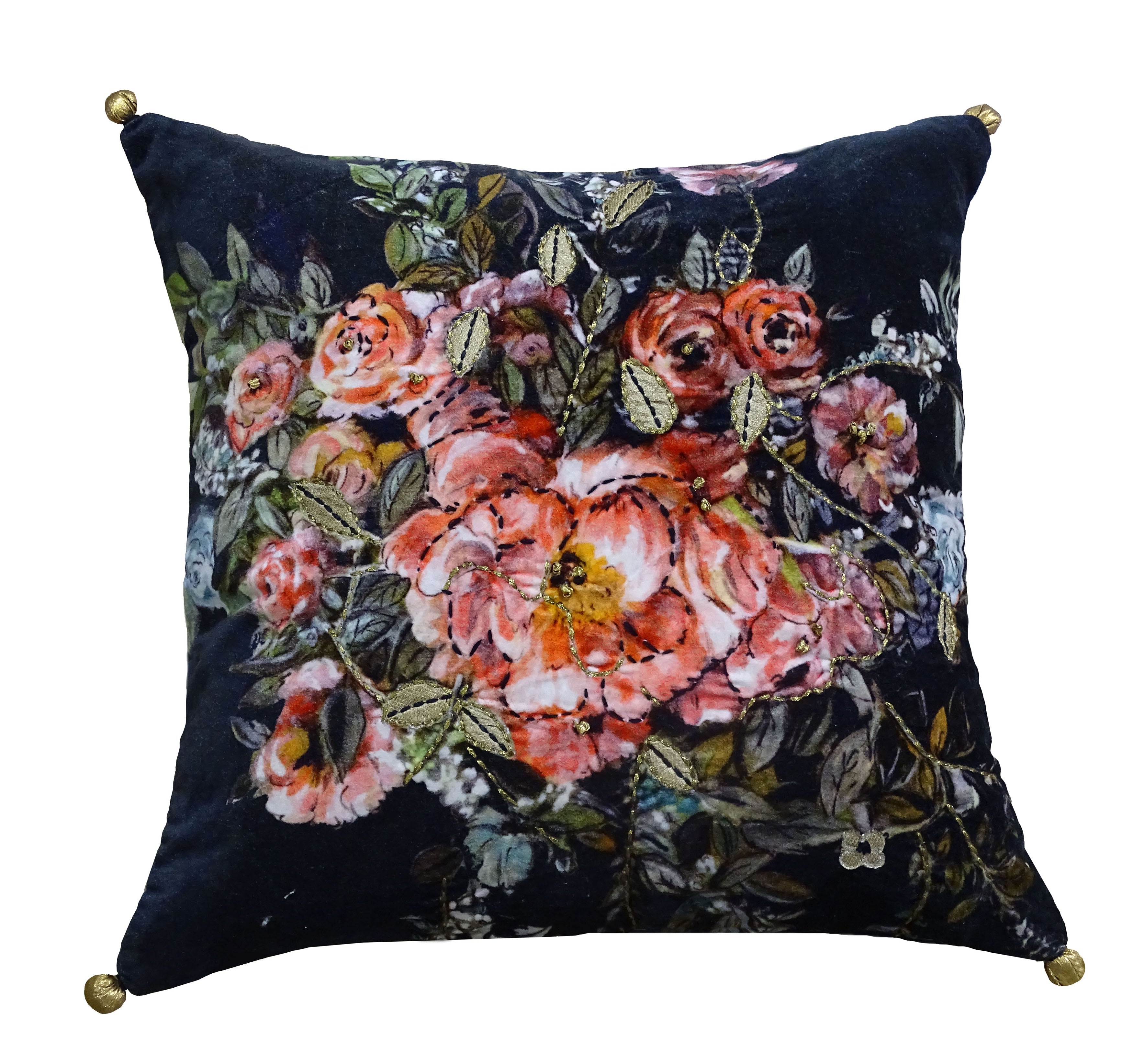 Winter Rose Velvet Throw Pillow - 18" x 18"