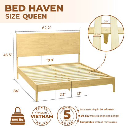 Acacia Haven Deluxe Wood Platform Bed Frame for Ultimate Comfort and Style