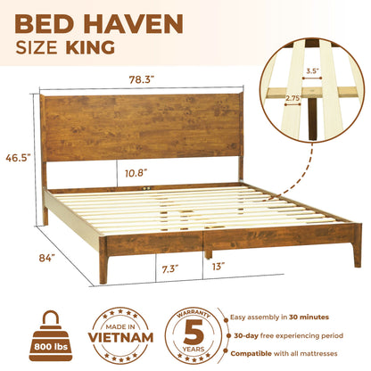 Acacia Haven Deluxe Wood Platform Bed Frame for Ultimate Comfort and Style