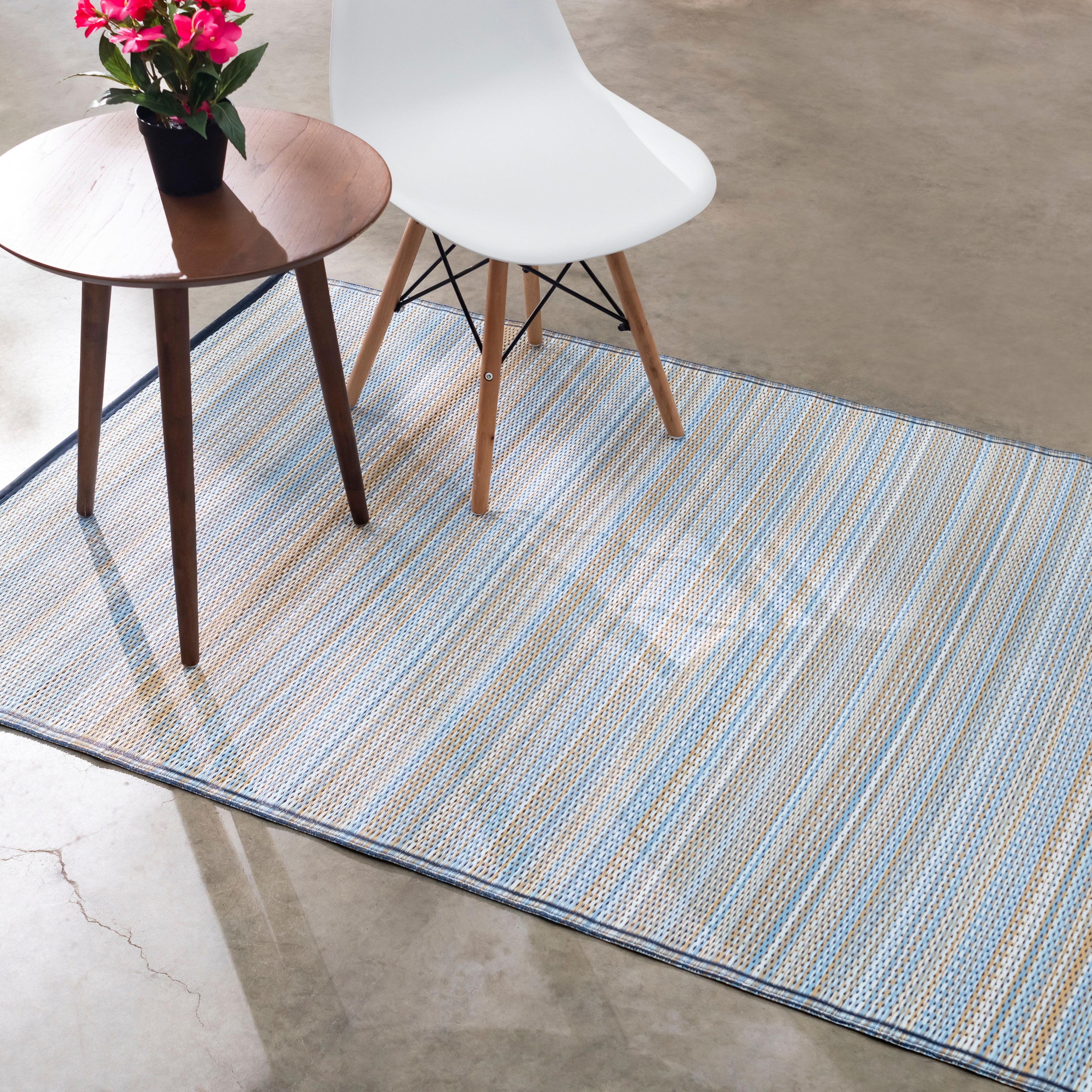 Cancun Shadow -  Reversible Blue Outdoor Rug